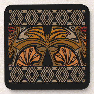 Vintage art nouveau brown dragons coaster