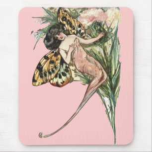 Vintage Art Nouveau Butterfly Fairy Mouse Mat