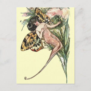 Vintage Art Nouveau Butterfly Fairy Postcard