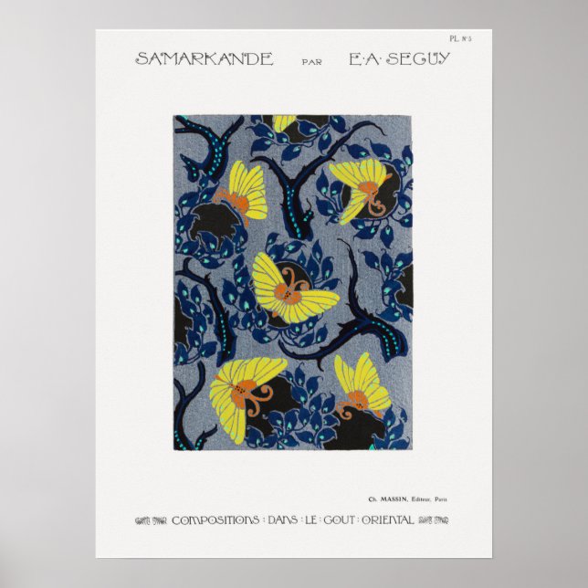 Vintage Art Nouveau Butterfly Poster (Front)