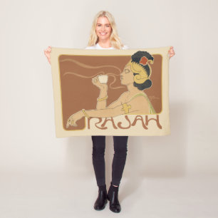 Vintage Art Nouveau Cafe Rajah, Lady with Coffee Fleece Blanket