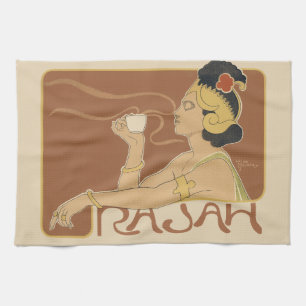Vintage Art Nouveau Cafe Rajah, Lady with Coffee Tea Towel