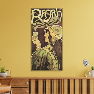 Vintage Art Nouveau Cafe Rajah, Woman with Coffee Canvas Print