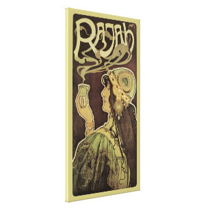 Vintage Art Nouveau Cafe Rajah, Woman with Coffee Canvas Print
