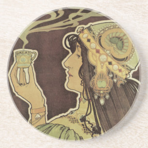 Vintage Art Nouveau Cafe Rajah, Woman with Coffee Coaster