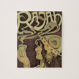 Vintage Art Nouveau Cafe Rajah, Woman with Coffee Jigsaw Puzzle