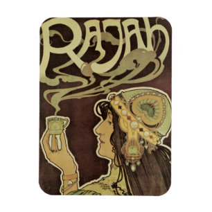 Vintage Art Nouveau Cafe Rajah, Woman with Coffee Magnet