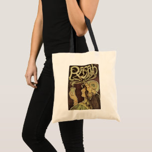 Vintage Art Nouveau Cafe Rajah, Woman with Coffee Tote Bag