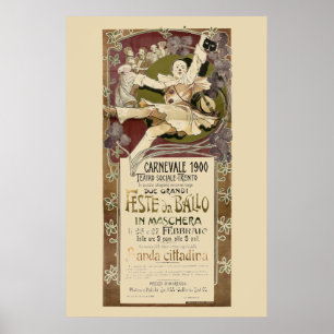 Vintage Art Nouveau Carnevale 1900 by Zippel Poster