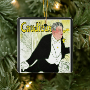 Vintage Art Nouveau, Caudieux by Toulouse Lautrec Ceramic Ornament