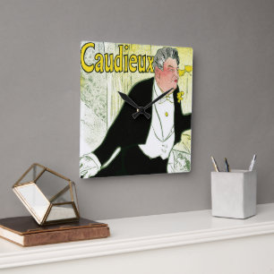 Vintage Art Nouveau, Caudieux by Toulouse Lautrec Square Wall Clock
