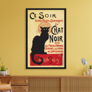 Vintage Art Nouveau, Ce Soir Chat Noir Black Cat Canvas Print