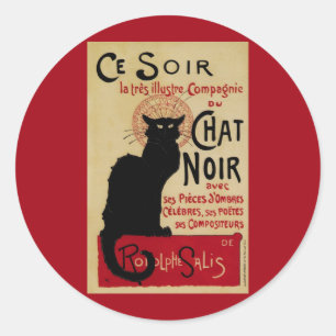 Vintage Art Nouveau, Ce Soir Chat Noir Black Cat Classic Round Sticker