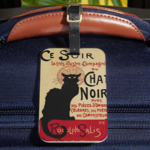 Vintage Art Nouveau, Ce Soir Chat Noir Black Cat Luggage Tag