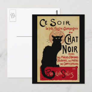 Vintage Art Nouveau, Ce Soir Chat Noir Black Cat Postcard