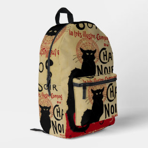 Vintage Art Nouveau, Ce Soir Chat Noir Black Cat Printed Backpack