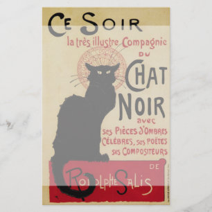 Vintage Art Nouveau, Ce Soir Chat Noir Black Cat Stationery