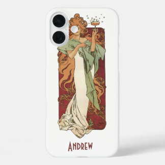 Vintage Art Nouveau, Champagne by Alphonse Mucha iPhone 16 Plus Case