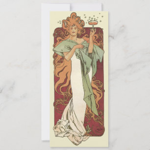 Vintage Art Nouveau, Champagne by Alphonse Mucha Invitation