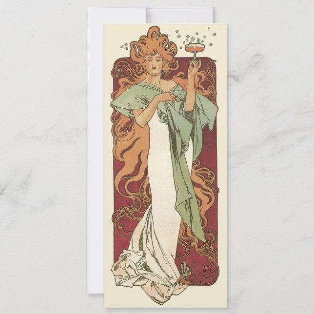 Vintage Art Nouveau, Champagne by Alphonse Mucha Invitation (Front)