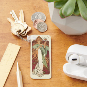 Vintage Art Nouveau, Champagne by Alphonse Mucha Key Ring