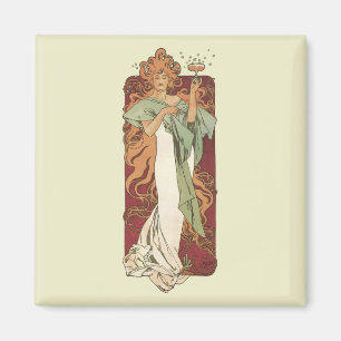 Vintage Art Nouveau, Champagne by Alphonse Mucha Magnet