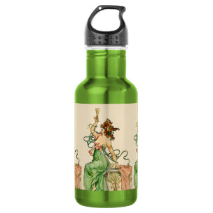 Vintage Art Nouveau Champagne Lady Illustration 532 Ml Water Bottle