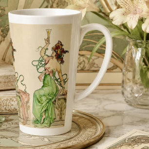 Vintage Art Nouveau Champagne Lady Illustration Latte Mug