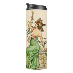 Vintage Art Nouveau Champagne Lady Illustration  Thermal Tumbler