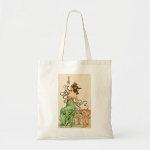 Vintage Art Nouveau Champagne Lady Illustration Tote Bag