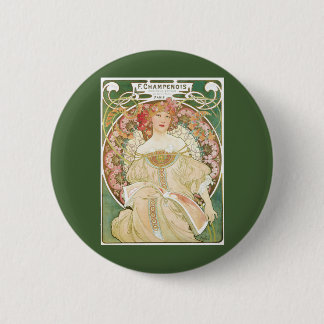 Vintage Art Nouveau, Champenois by Alphonse Mucha 6 Cm Round Badge