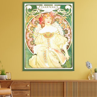 Vintage Art Nouveau, Champenois by Alphonse Mucha Canvas Print