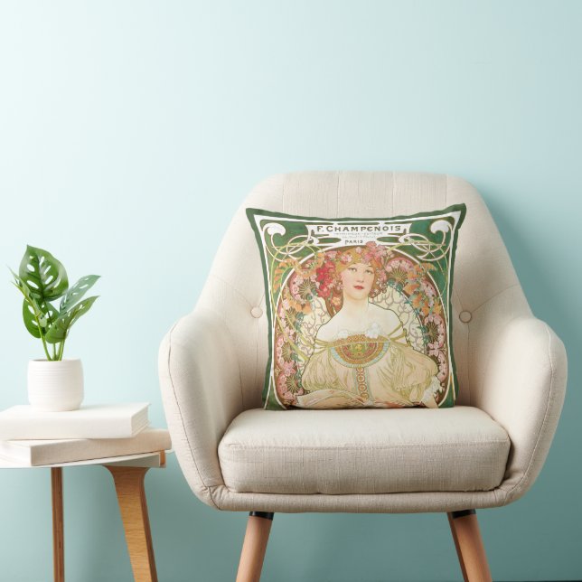 Vintage Art Nouveau, Champenois by Alphonse Mucha Cushion (Chair)