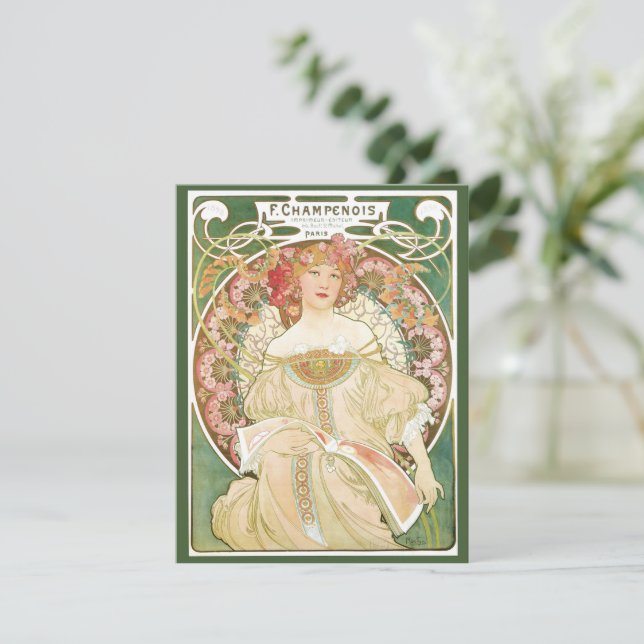 Vintage Art Nouveau, Champenois by Alphonse Mucha Invitation (Standing Front)