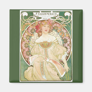 Vintage Art Nouveau, Champenois by Alphonse Mucha Magnet