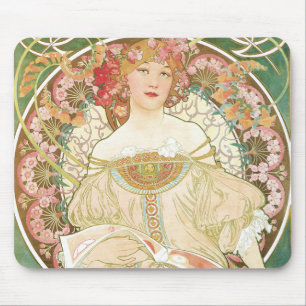 Vintage Art Nouveau, Champenois by Alphonse Mucha Mouse Mat