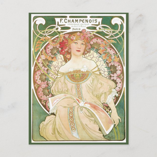 Vintage Art Nouveau, Champenois by Alphonse Mucha Postcard (Front)