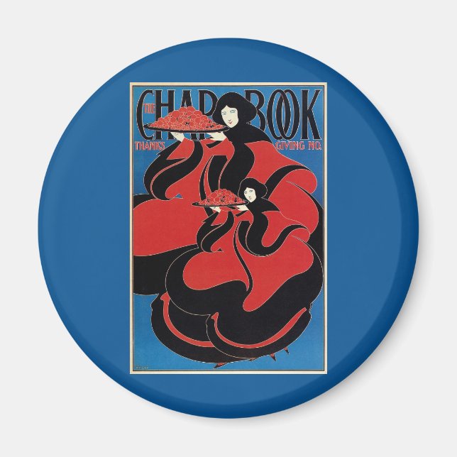 Vintage Art Nouveau Chap Book Thanksgiving Magnet (Front)