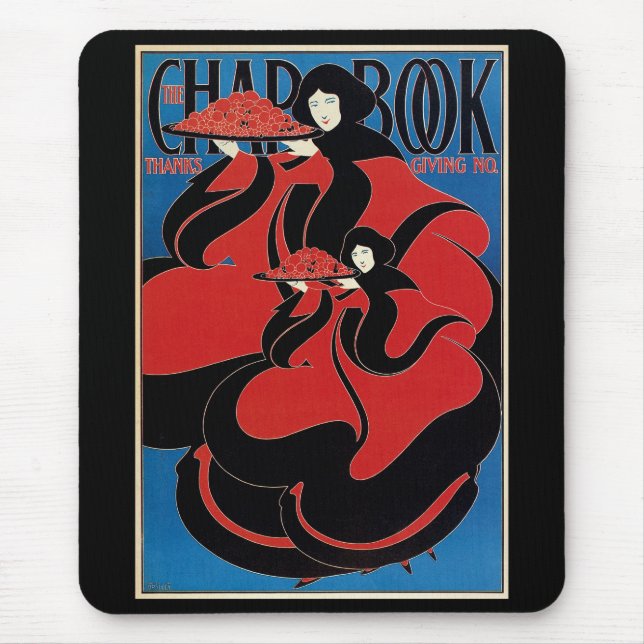 Vintage Art Nouveau Chap Book Thanksgiving Mouse Mat (Front)