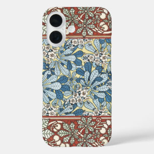 Vintage Art Nouveau Chestnut Floral Pattern iPhone 16 Case