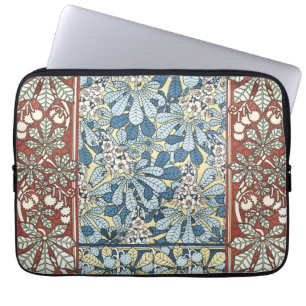 Vintage Art Nouveau Chestnut Floral Pattern Laptop Sleeve