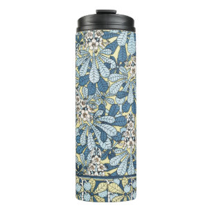 Vintage Art Nouveau Chestnut Floral Pattern Thermal Tumbler