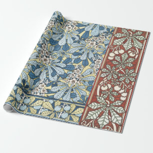 Vintage Art Nouveau Chestnut Floral Pattern Wrapping Paper