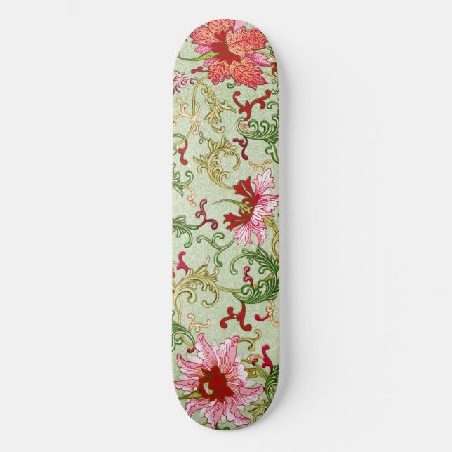 Vintage Art Nouveau Chinese Floral Chinoiserie Skateboard (Front)