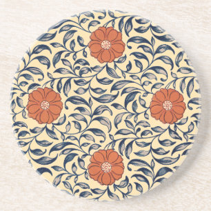 Vintage Art Nouveau Chinese Peony Floral Pattern Coaster