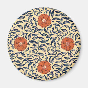 Vintage Art Nouveau Chinese Peony Floral Pattern Magnet