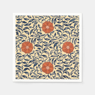 Vintage Art Nouveau Chinese Peony Floral Pattern Napkin