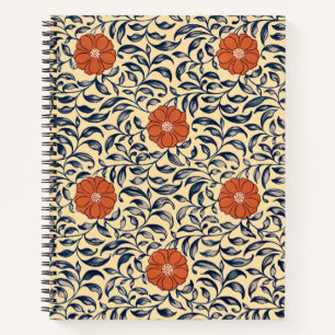 Vintage Art Nouveau Chinese Peony Floral Pattern Notebook