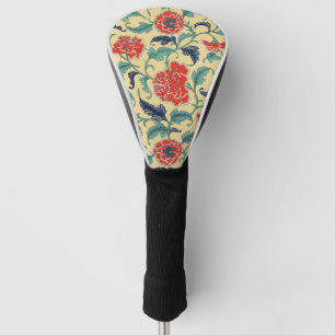 Vintage Art Nouveau Chinese Red Floral Chinoiserie Golf Head Cover