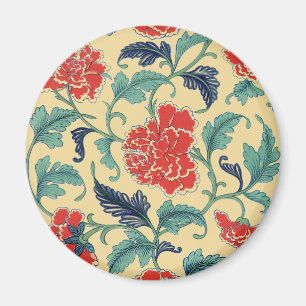 Vintage Art Nouveau Chinese Red Floral Chinoiserie Magnet